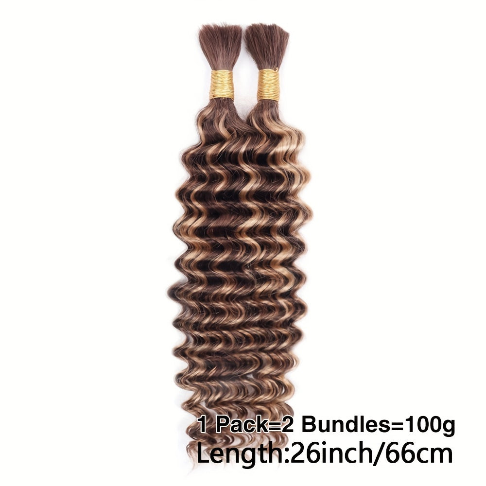 P4/27 Highlight Deep Wave Ombre Highlight Brown Bulk Soft Human Hair Bulk Deep Curly Ombre P4/27 Honey Blonde Bulk Hair Extensions Virgin Human Hair